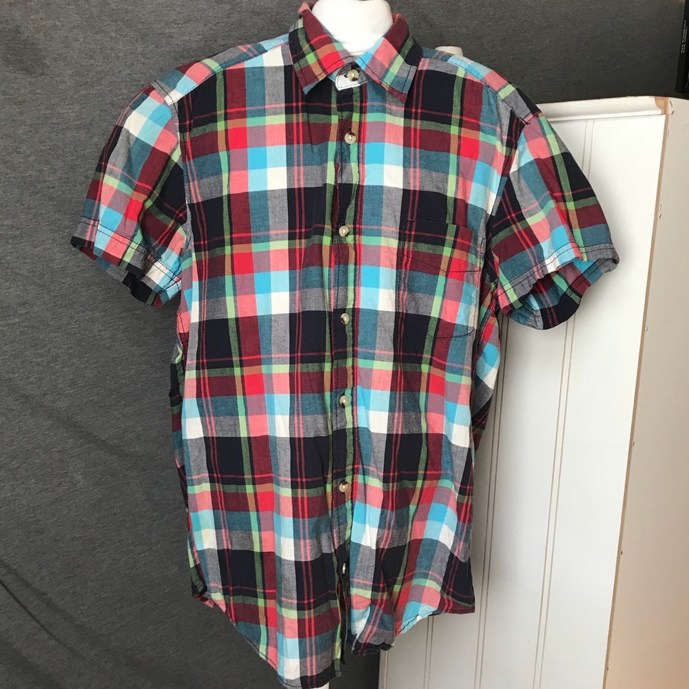 H&M LOGG plaid short sleeve button down shirt